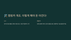 캠핑카 개조 이렇게 해야 돈 아낀다