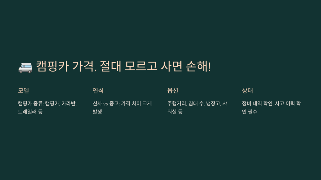 캠핑카 가격 절대 모르고 사면 손해